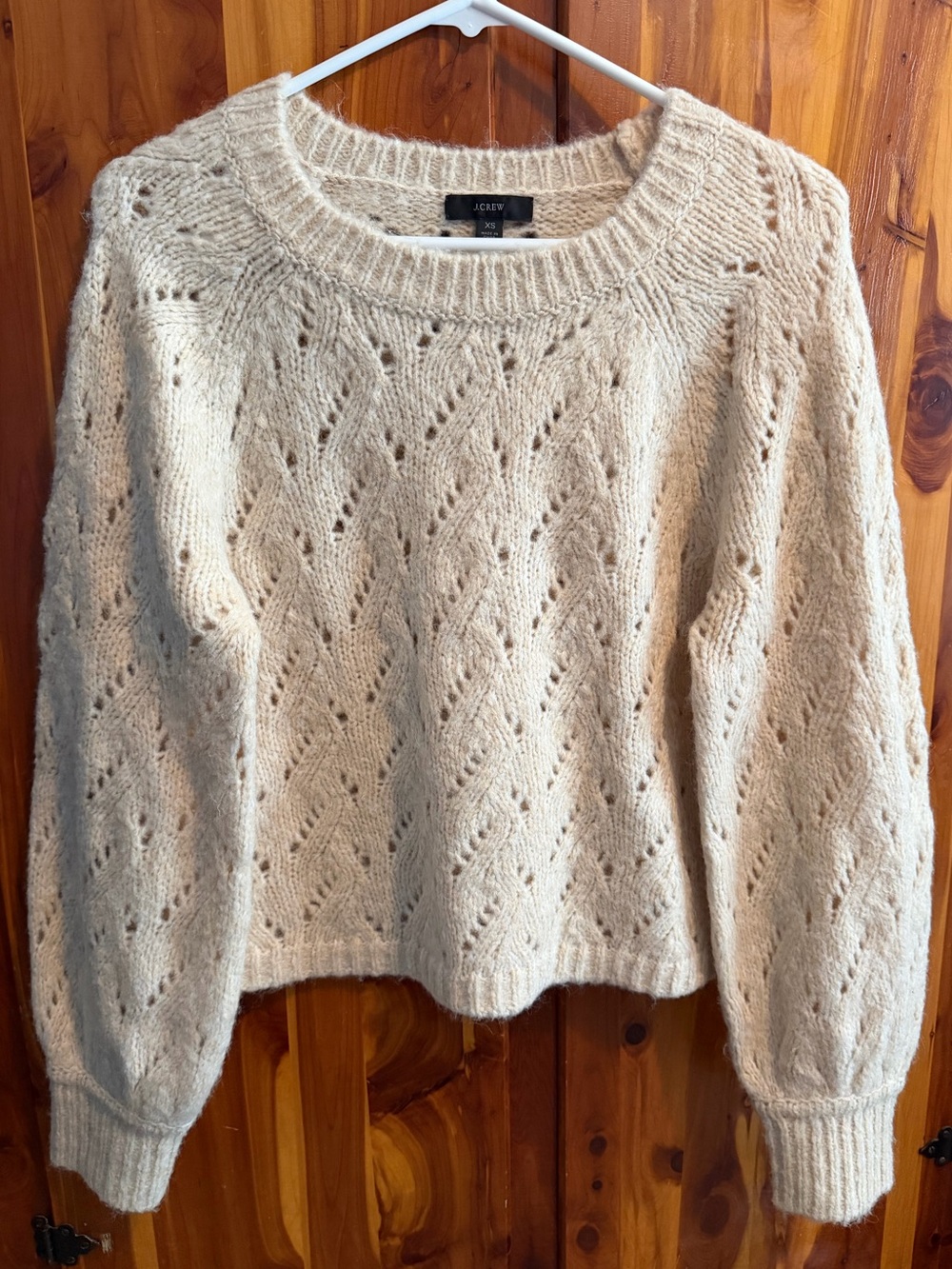 J. Crew Pointelle Crewneck Sweater Ivory size XS